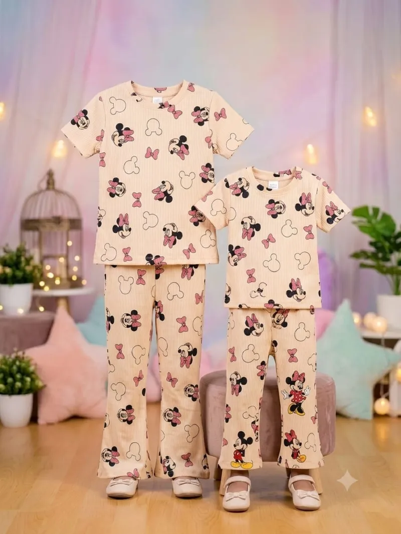 Kids' Cartoon Print Half Sleeve T-Shirt and Pant Set, 2Y to 8Y