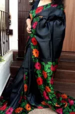 মহিলাদের 12 হাত হাফ সিল্ক শাড়ি, হ্যান্ড প্রিন্ট কাজ