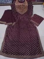 নায়রা কাট ফ্রি সাইজ থ্রি পিস, সুতি ওড়না, লং 45
