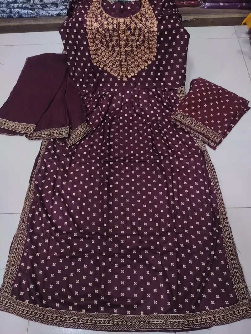 নায়রা কাট ফ্রি সাইজ থ্রি পিস, সুতি ওড়না, লং 45