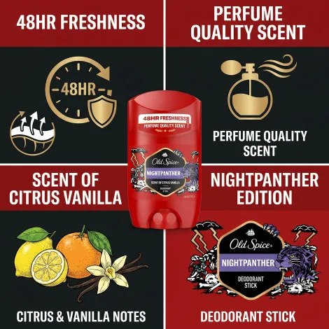 Old Spice Night Panther সাইট্রাস ও ভ্যানিলা সুগন্ধের ডিওডোরেন্ট স্টিক 50ml