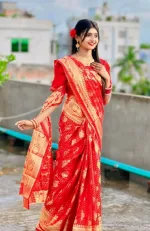 Buti Work Soft Silk Katan Saree, Saree Only, 12 Haath