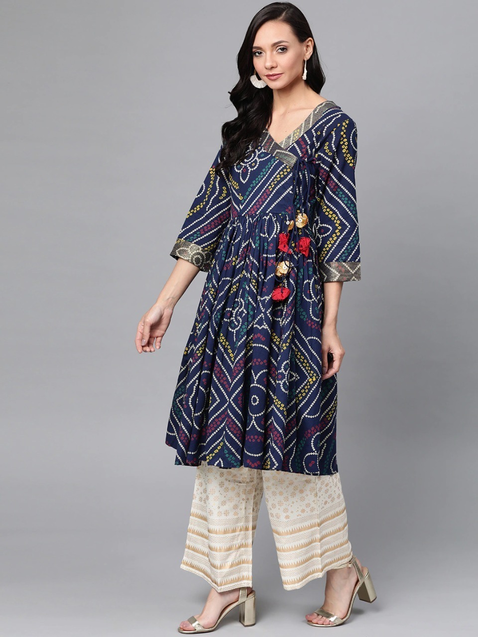 Readymade AC Cotton Printed Kurti with Butterfly Palazzo