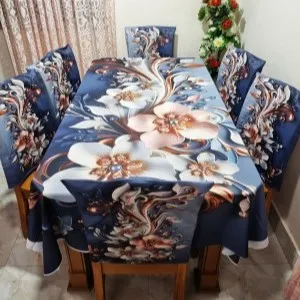 3D প্রিন্ট টেবিল ক্লথ ও চেয়ার কভার সেট