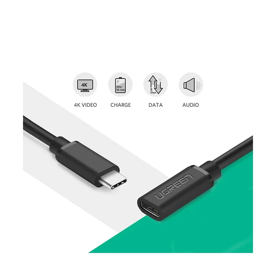 UGREEN 40574 USB-C Male to Female Extension Cable 0.5 Meter Black