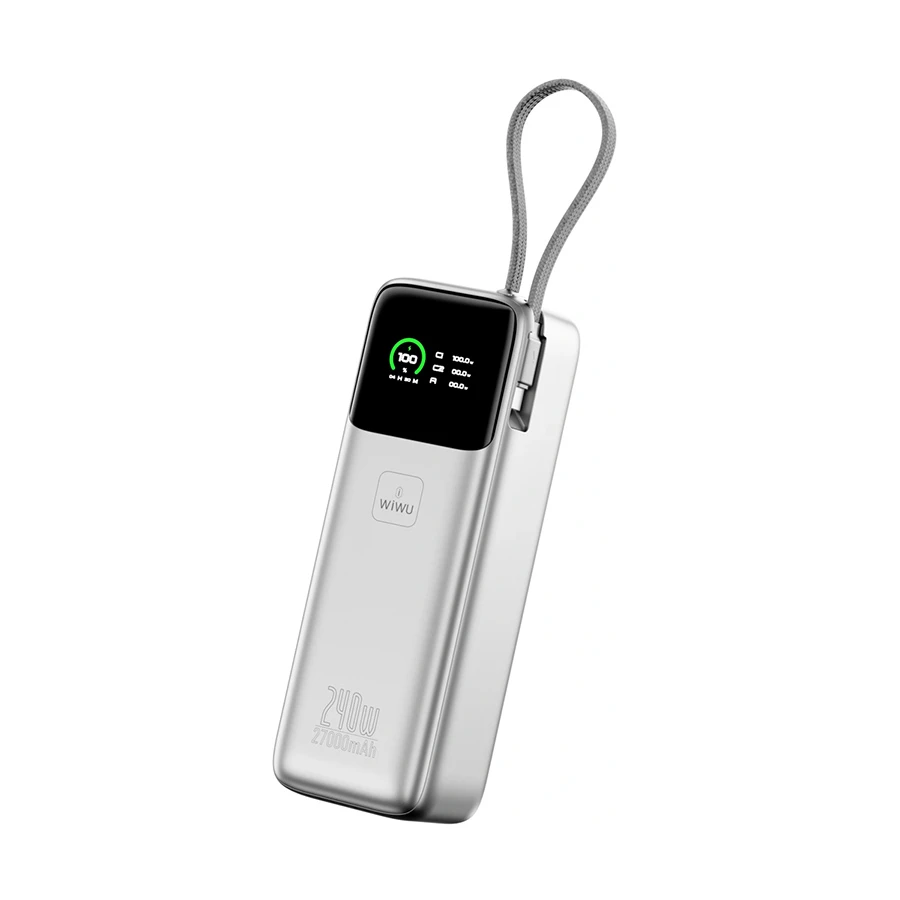 WiWU Power Mega 27000mAh 240W Power Bank with Digital Display Silver