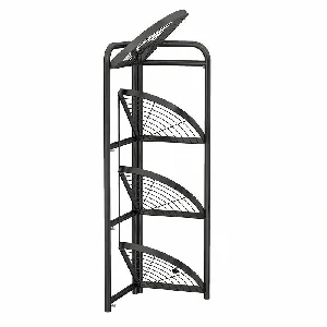 Black Carbon Steel 4-Tier Foldable Corner Shelf