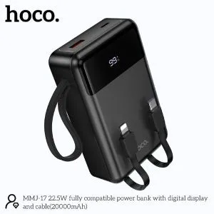 Hoco MMJ-17 22.5W 20000mAh পাওয়ার ব্যাংক – বিল্ট-ইন Lightning ও Type-C ক্যাবল