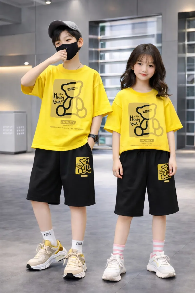 Boys' and Girls' Drop Shoulder T-Shirt and Pant Set, DTF Print