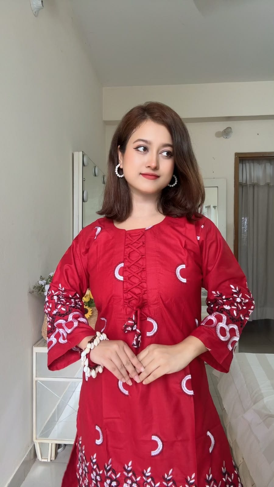 মেয়েদের TC কটন কো-অর্ড সেট, ফুল বডি এমব্রয়ডারি